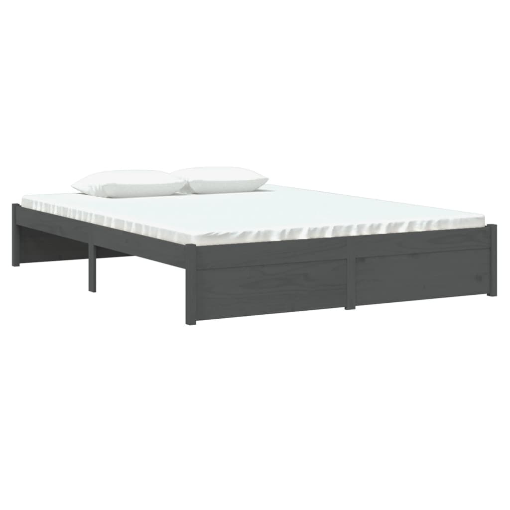 sengeramme 135x190 cm Double massivt fyrretræ grå