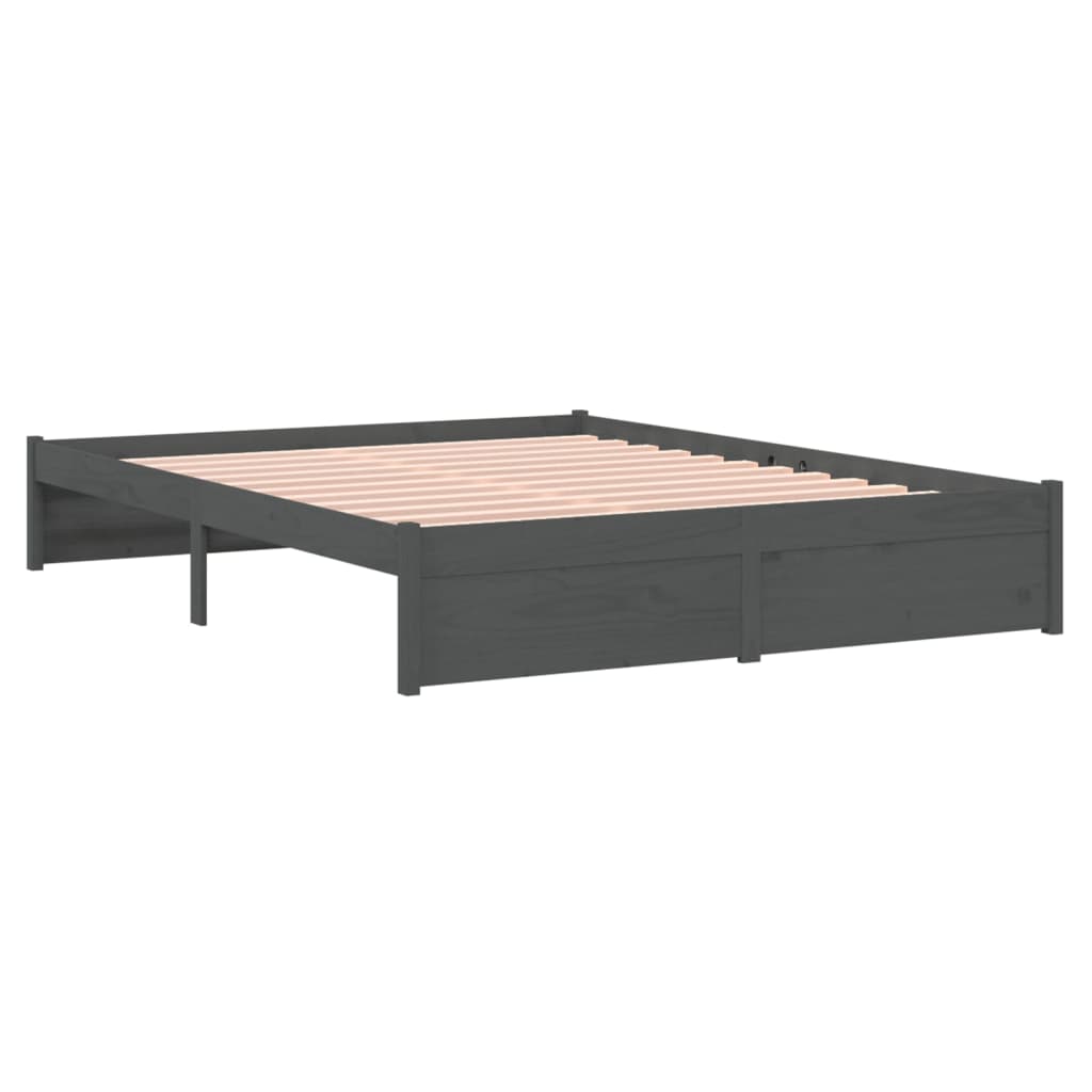 sengeramme 135x190 cm Double massivt fyrretræ grå