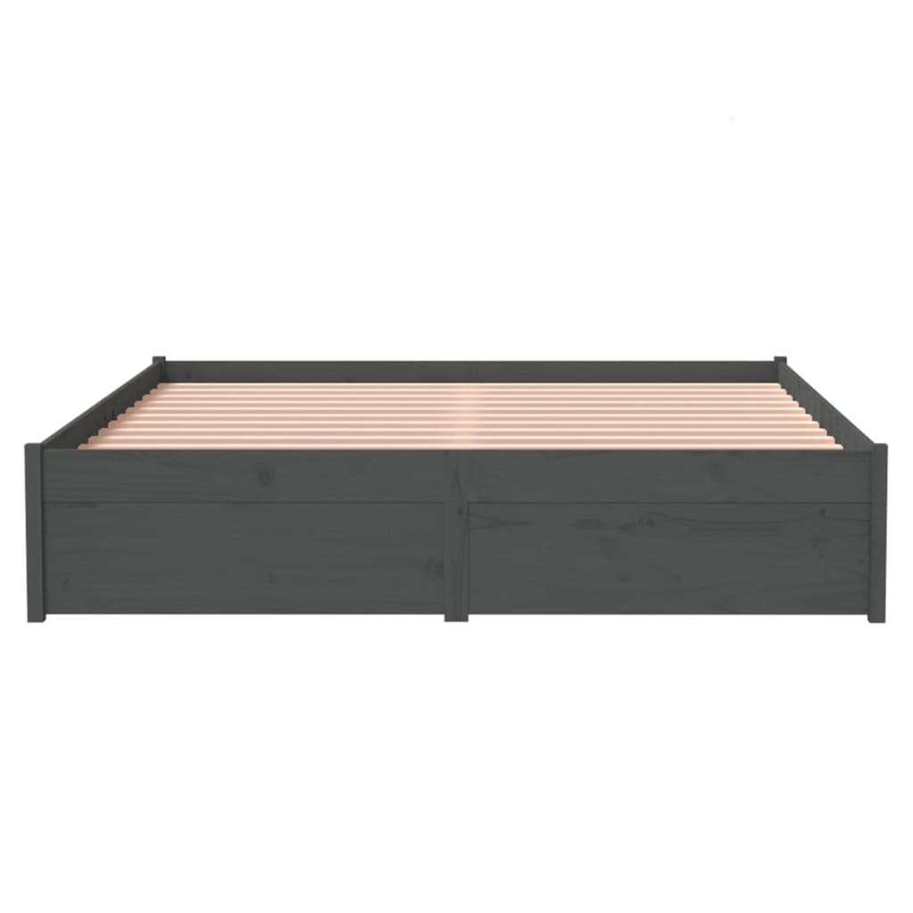sengeramme 135x190 cm Double massivt fyrretræ grå