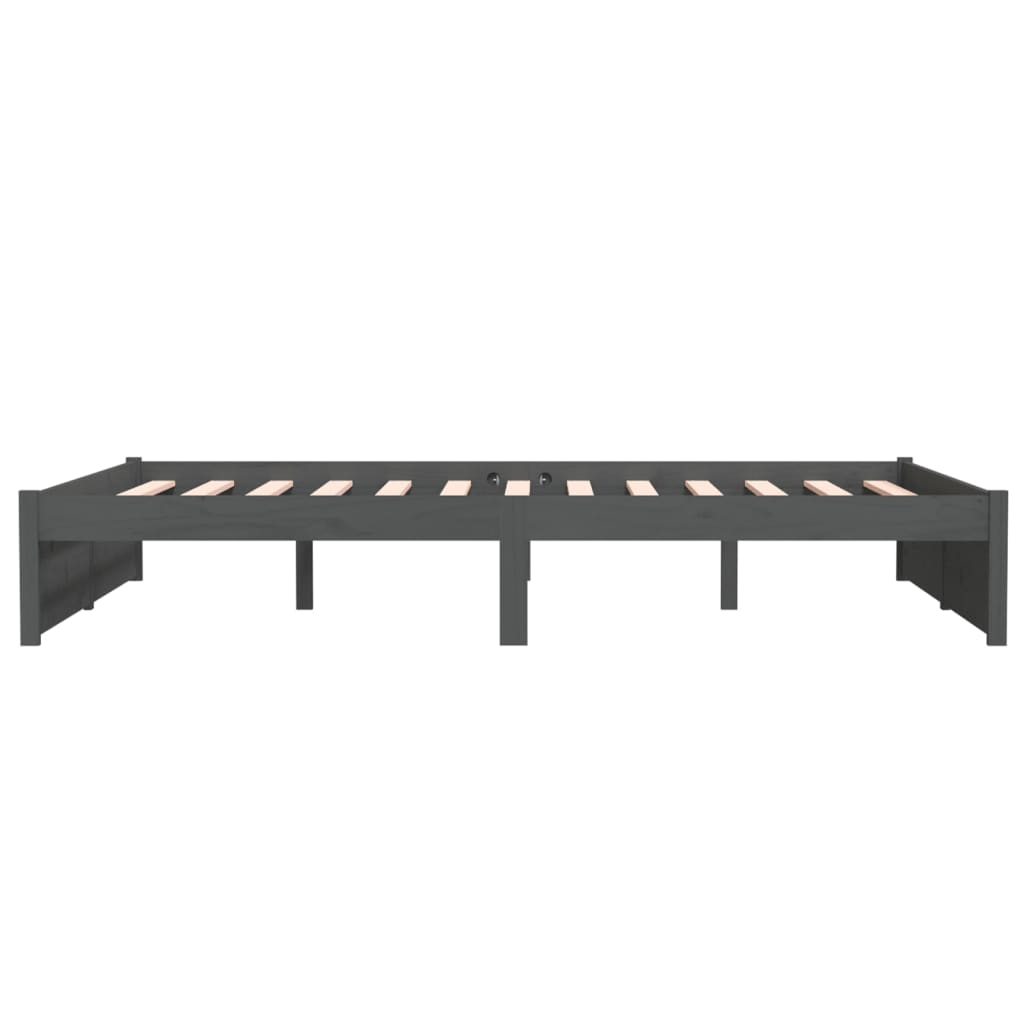 sengeramme 135x190 cm Double massivt fyrretræ grå