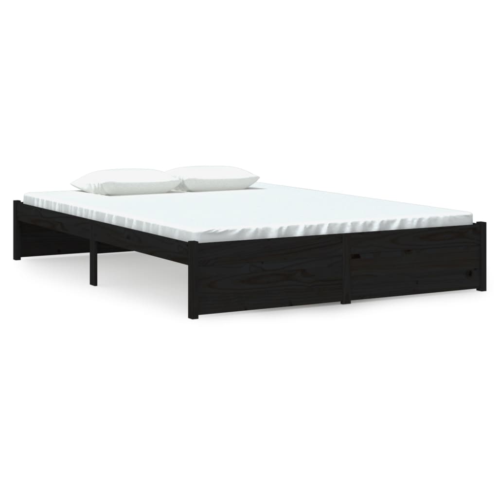 sengeramme 140x190 cm massivt træ sort