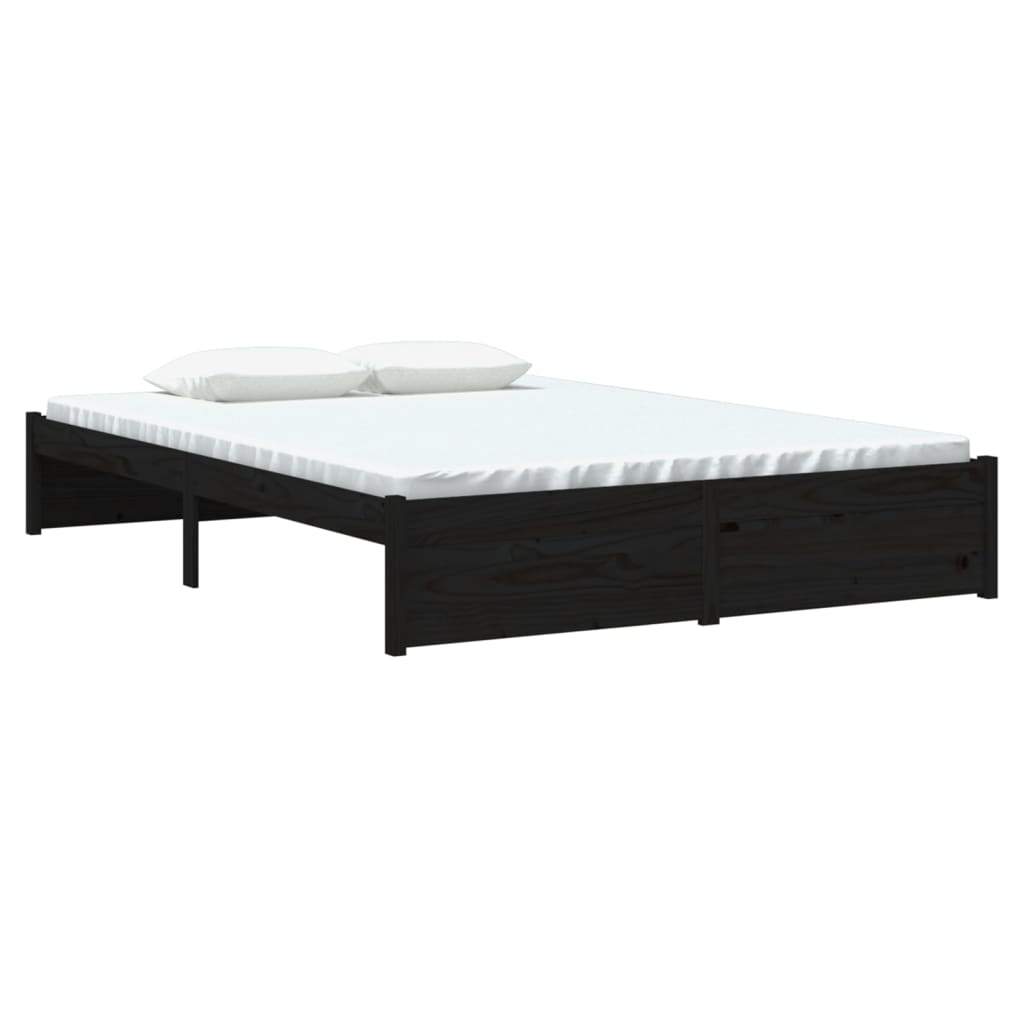 sengeramme 140x190 cm massivt træ sort
