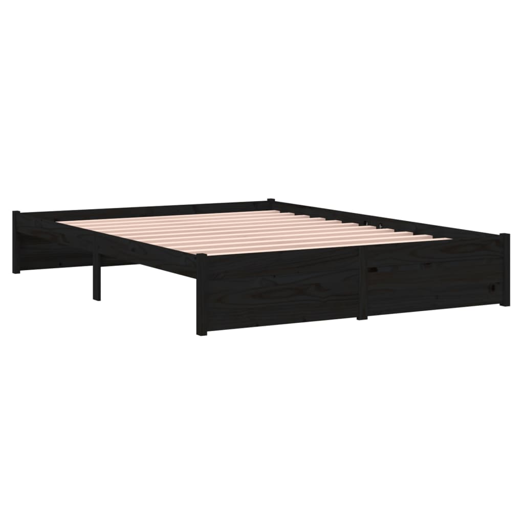 sengeramme 140x190 cm massivt træ sort