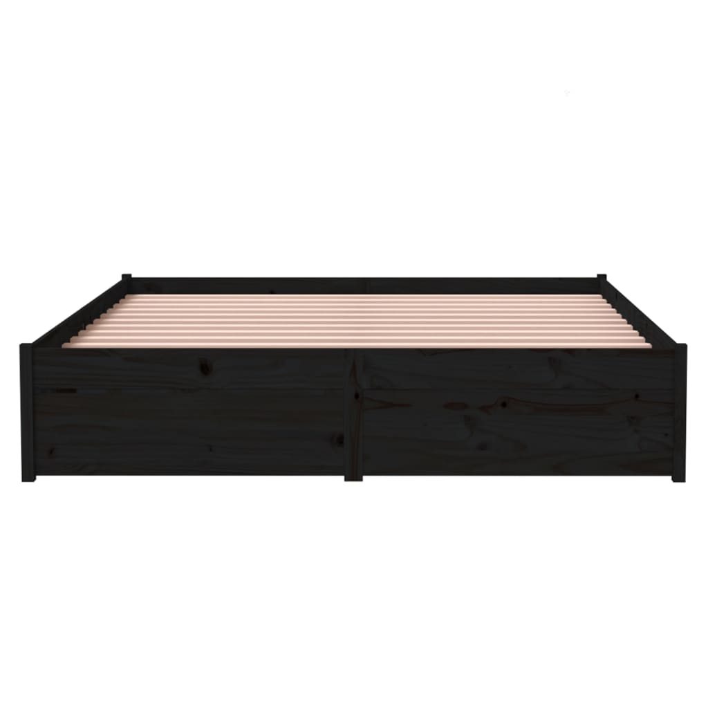 sengeramme 140x190 cm massivt træ sort