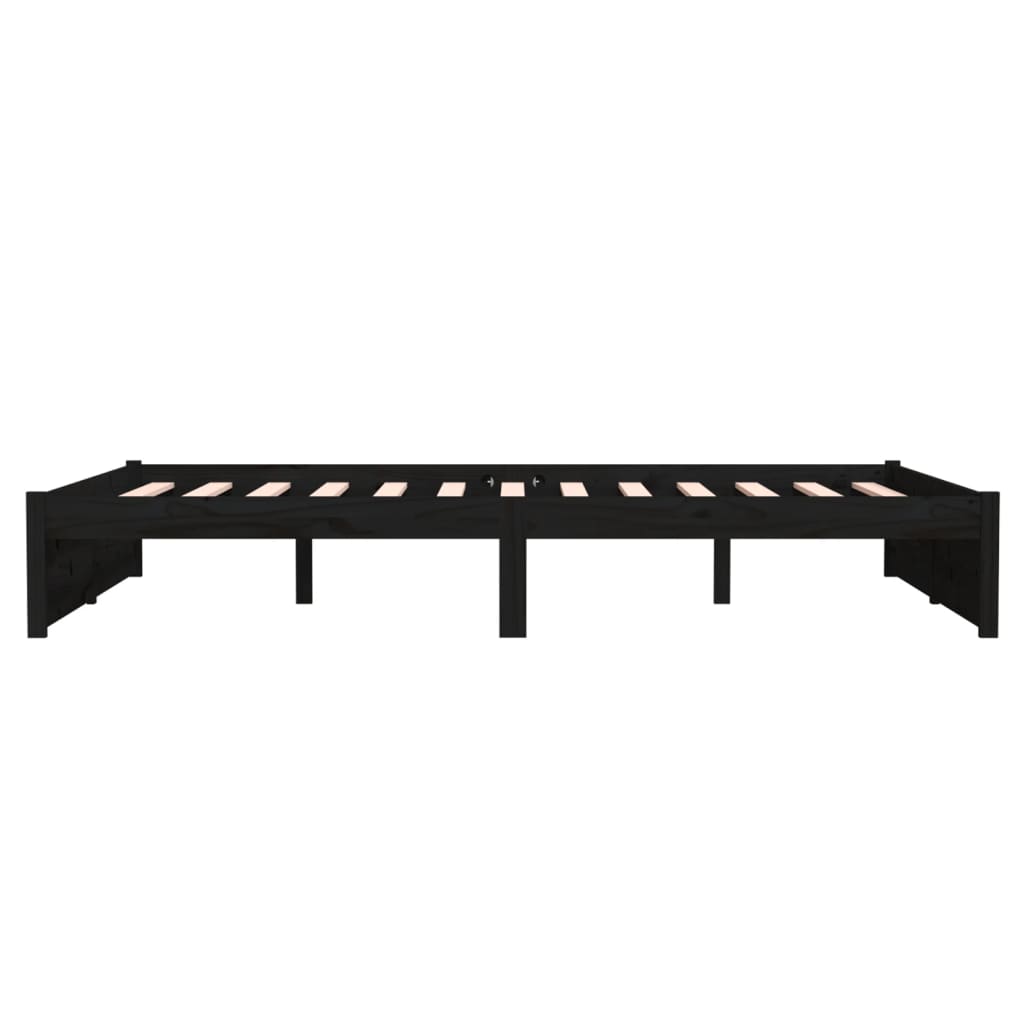 sengeramme 140x190 cm massivt træ sort
