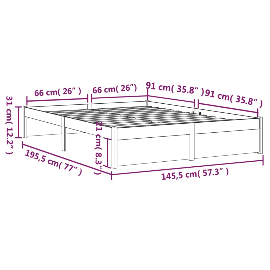 sengeramme 140x190 cm massivt træ sort