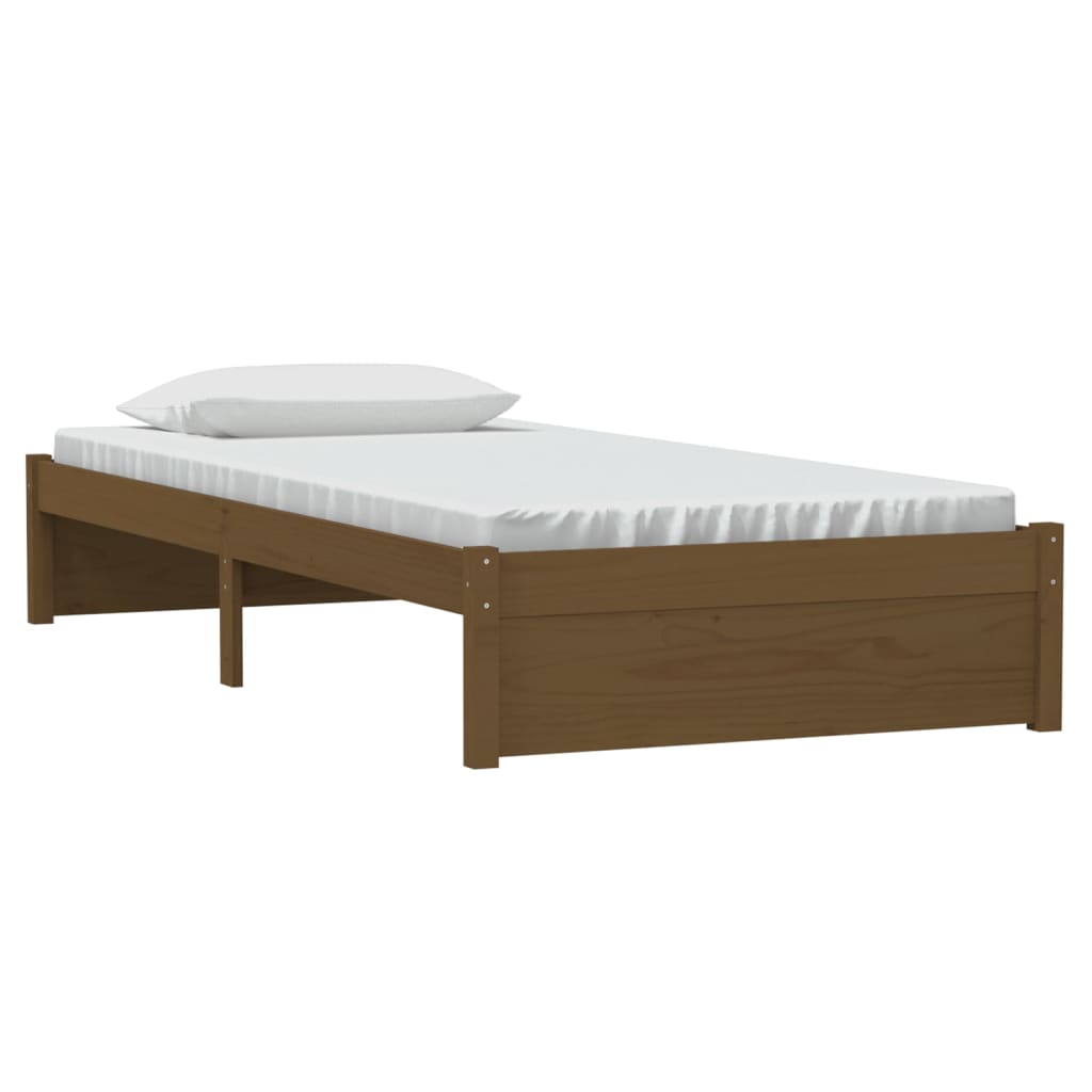 sengeramme 90x200 cm massivt træ gyldenbrun