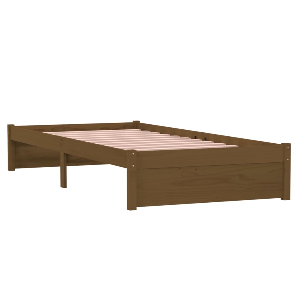 sengeramme 90x200 cm massivt træ gyldenbrun