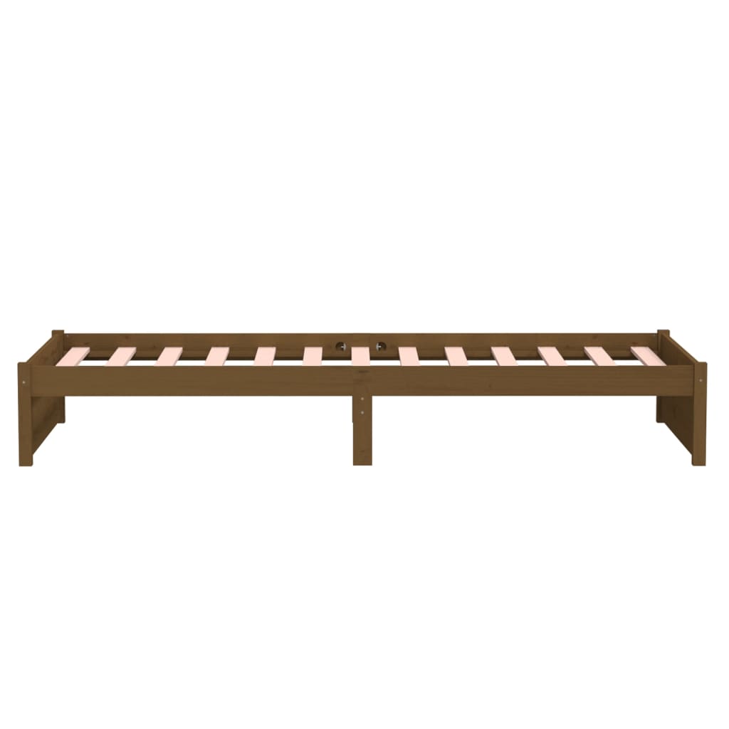 sengeramme 90x200 cm massivt træ gyldenbrun