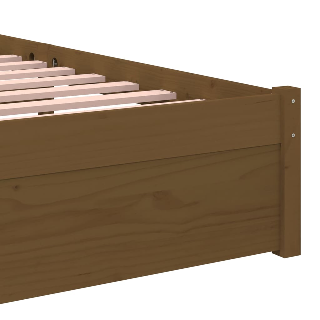 sengeramme 90x200 cm massivt træ gyldenbrun