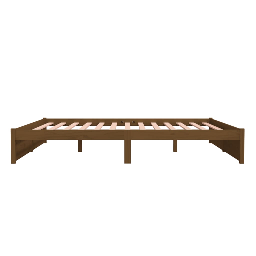sengeramme 200x200 cm massivt træ gyldenbrun