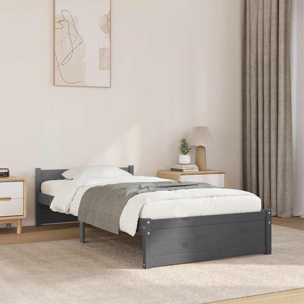 sengeramme 75x190 cm Small Single massivt træ grå