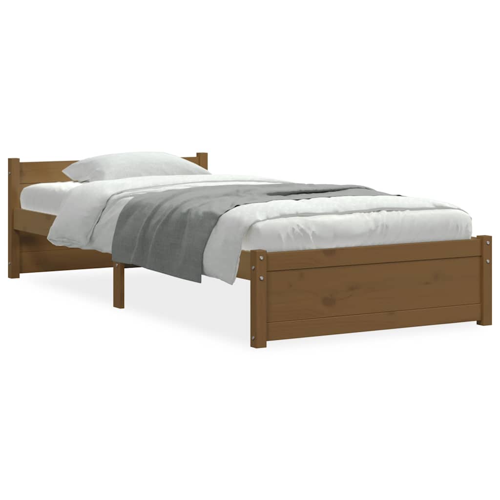sengeramme 75x190 cm Small Single massivt træ gyldenbrun