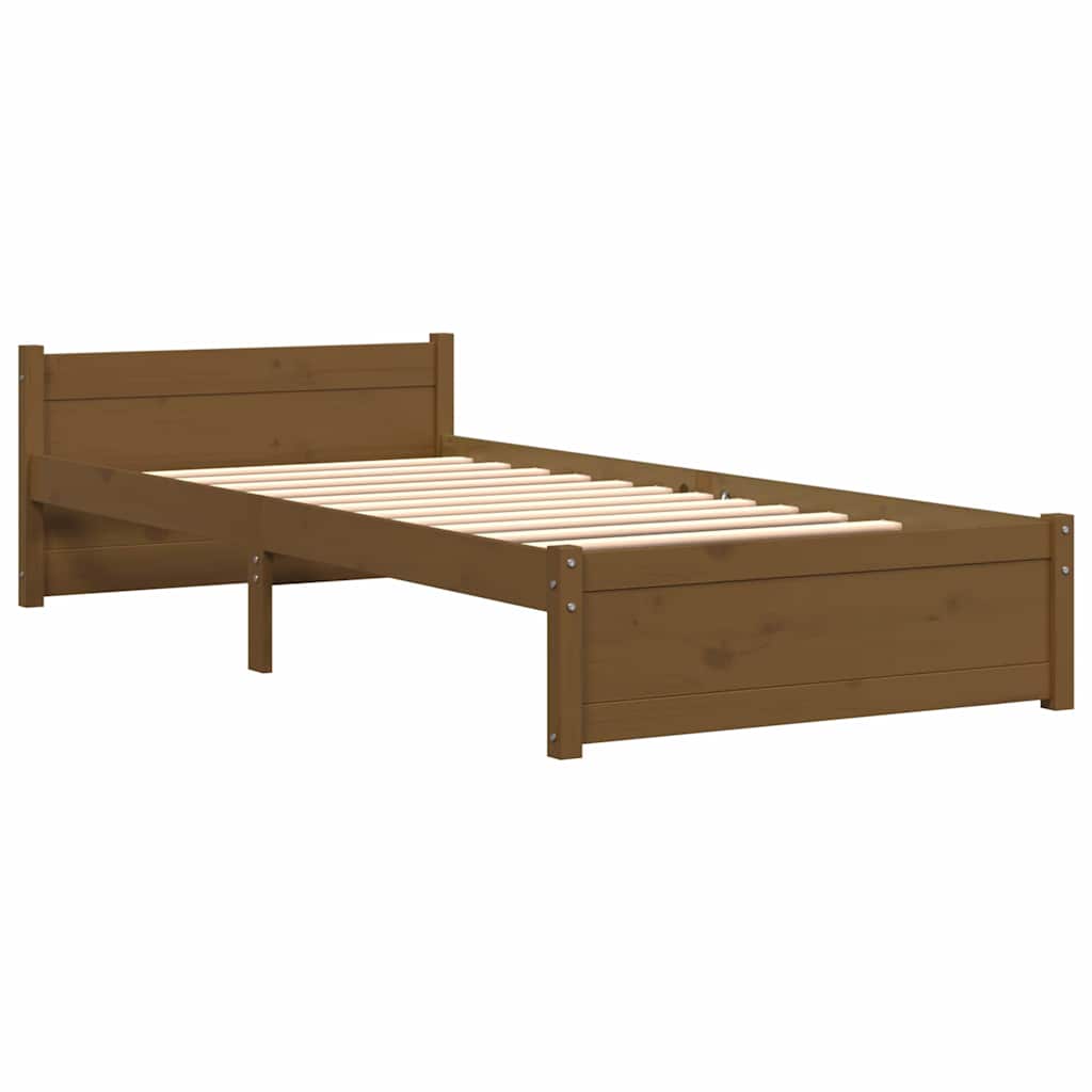 sengeramme 75x190 cm Small Single massivt træ gyldenbrun