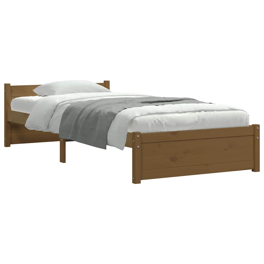 sengeramme 75x190 cm Small Single massivt træ gyldenbrun