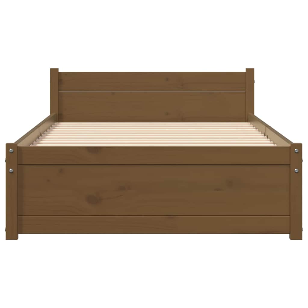 sengeramme 75x190 cm Small Single massivt træ gyldenbrun