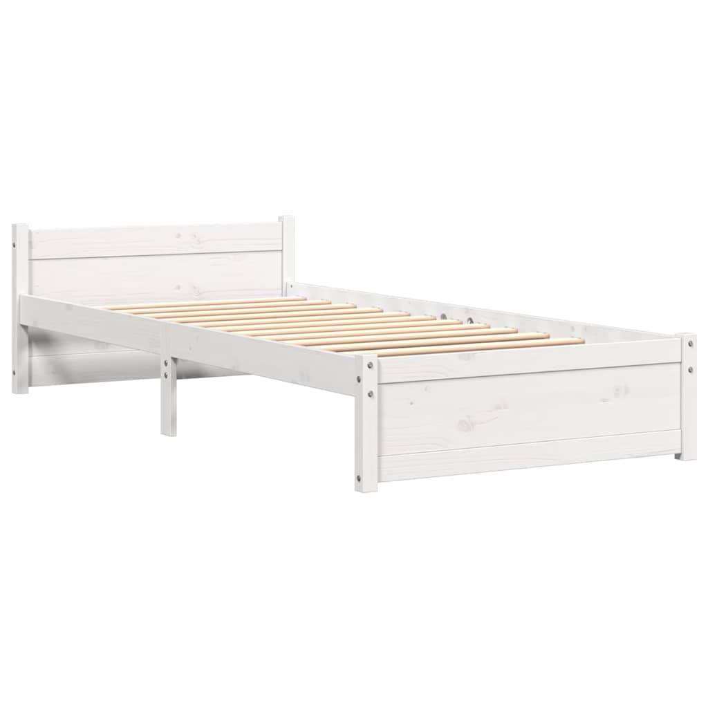 sengeramme 90x190 cm Single massivt træ hvid