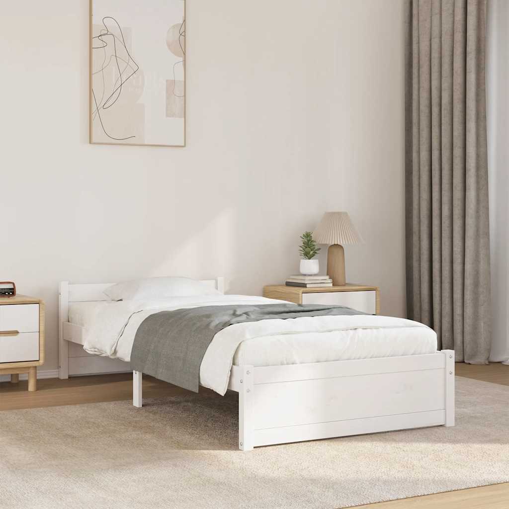 sengeramme 90x190 cm Single massivt træ hvid