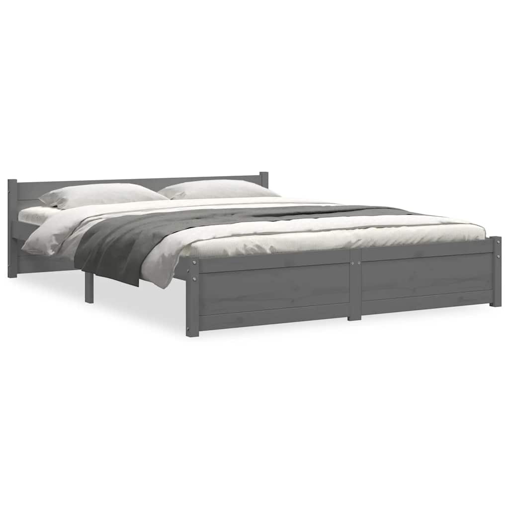 sengeramme 135x190 cm Double massivt fyrretræ grå