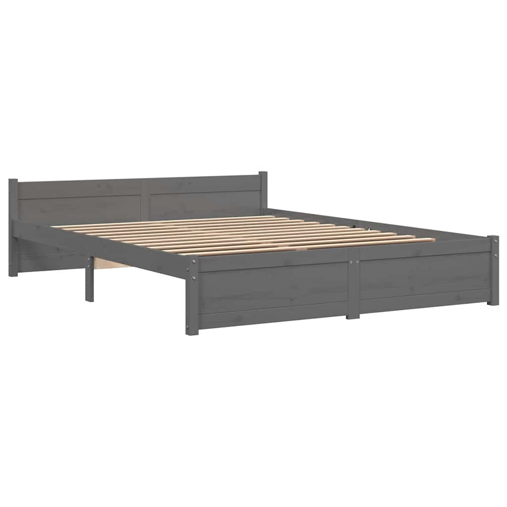 sengeramme 135x190 cm Double massivt fyrretræ grå
