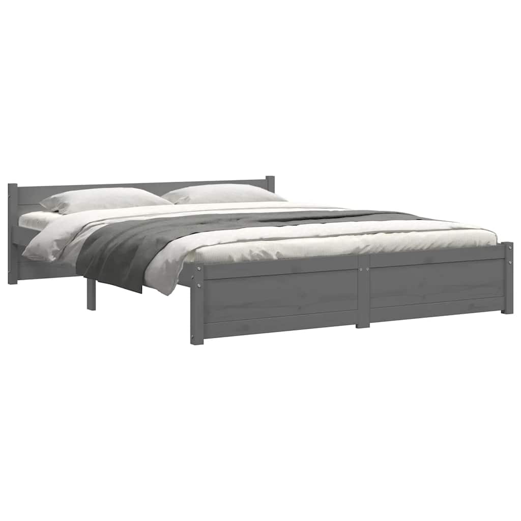 sengeramme 135x190 cm Double massivt fyrretræ grå