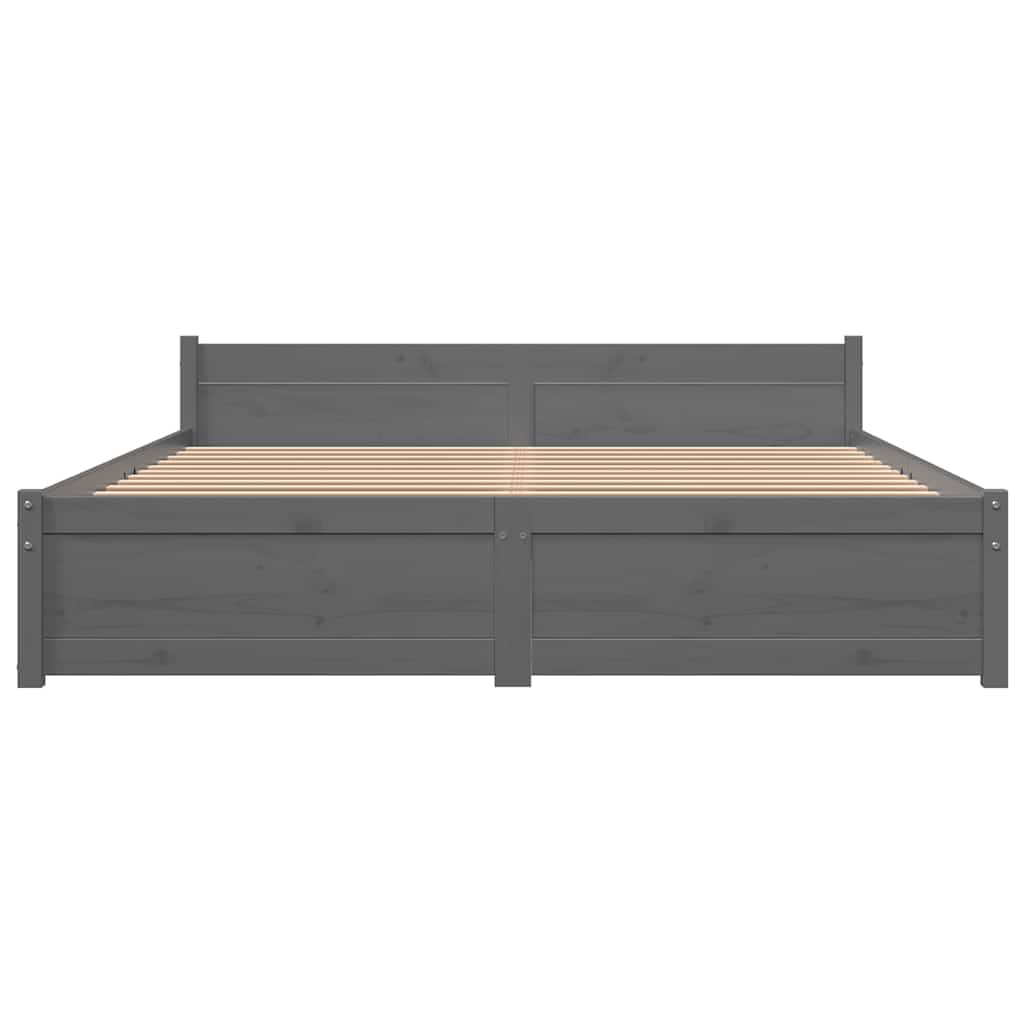 sengeramme 135x190 cm Double massivt fyrretræ grå