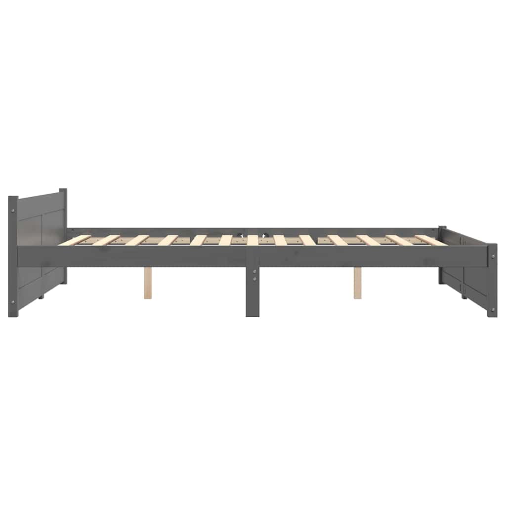 sengeramme 135x190 cm Double massivt fyrretræ grå
