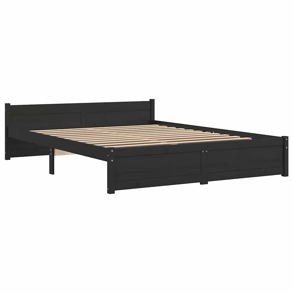 sengeramme 135x190 cm Double massivt fyrretræ sort
