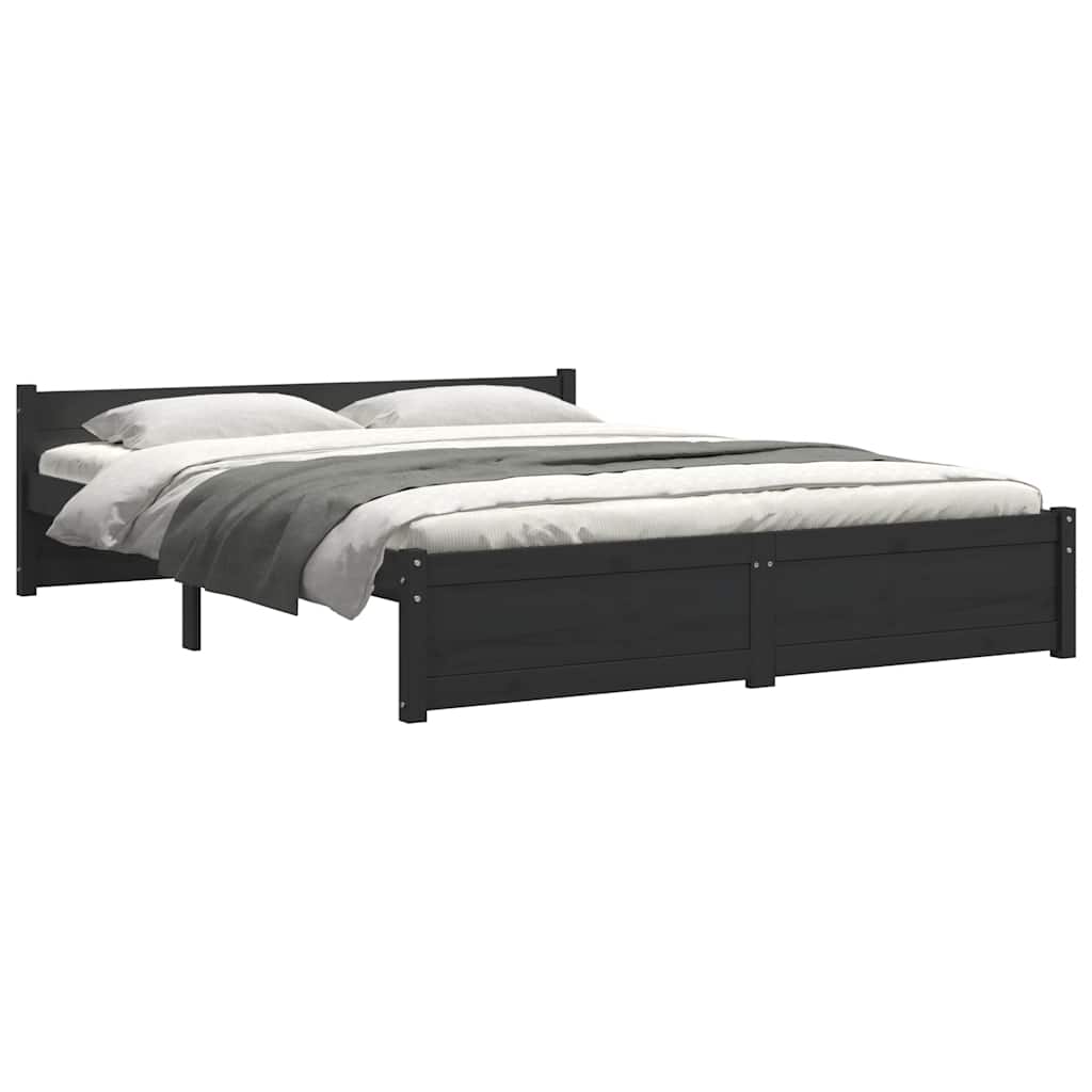 sengeramme 135x190 cm Double massivt fyrretræ sort