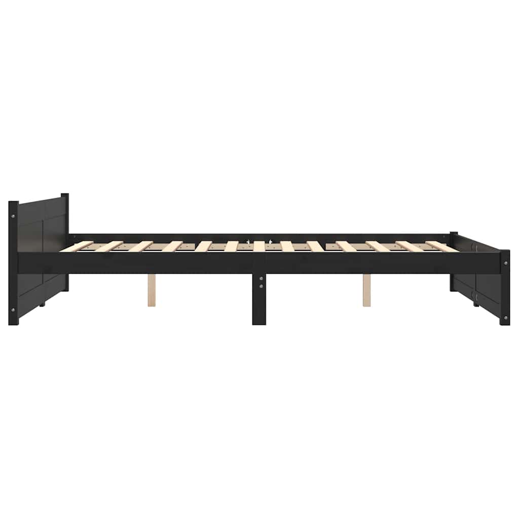 sengeramme 135x190 cm Double massivt fyrretræ sort