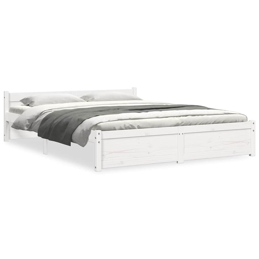 sengeramme 140x190 cm massivt træ hvid
