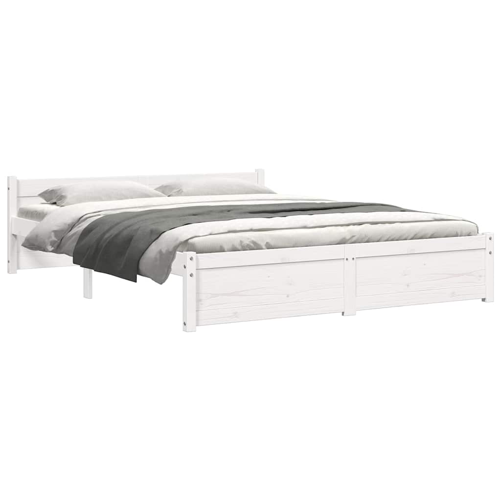 sengeramme 140x190 cm massivt træ hvid