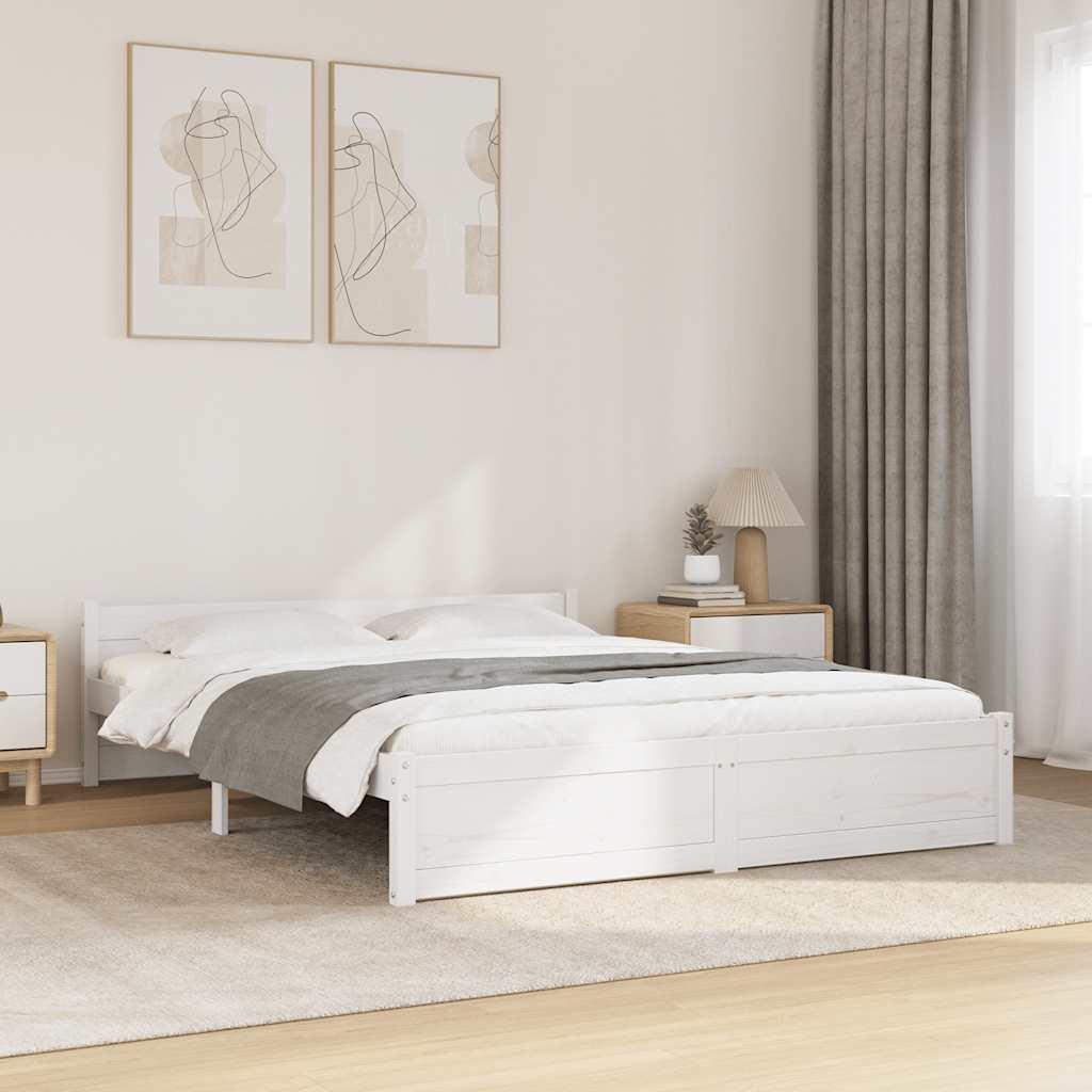 sengeramme 140x190 cm massivt træ hvid