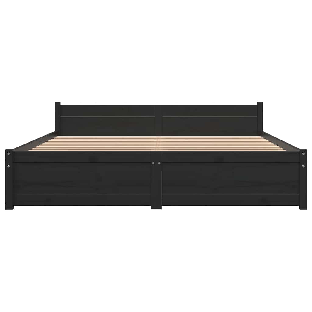sengeramme 140x190 cm massivt træ sort