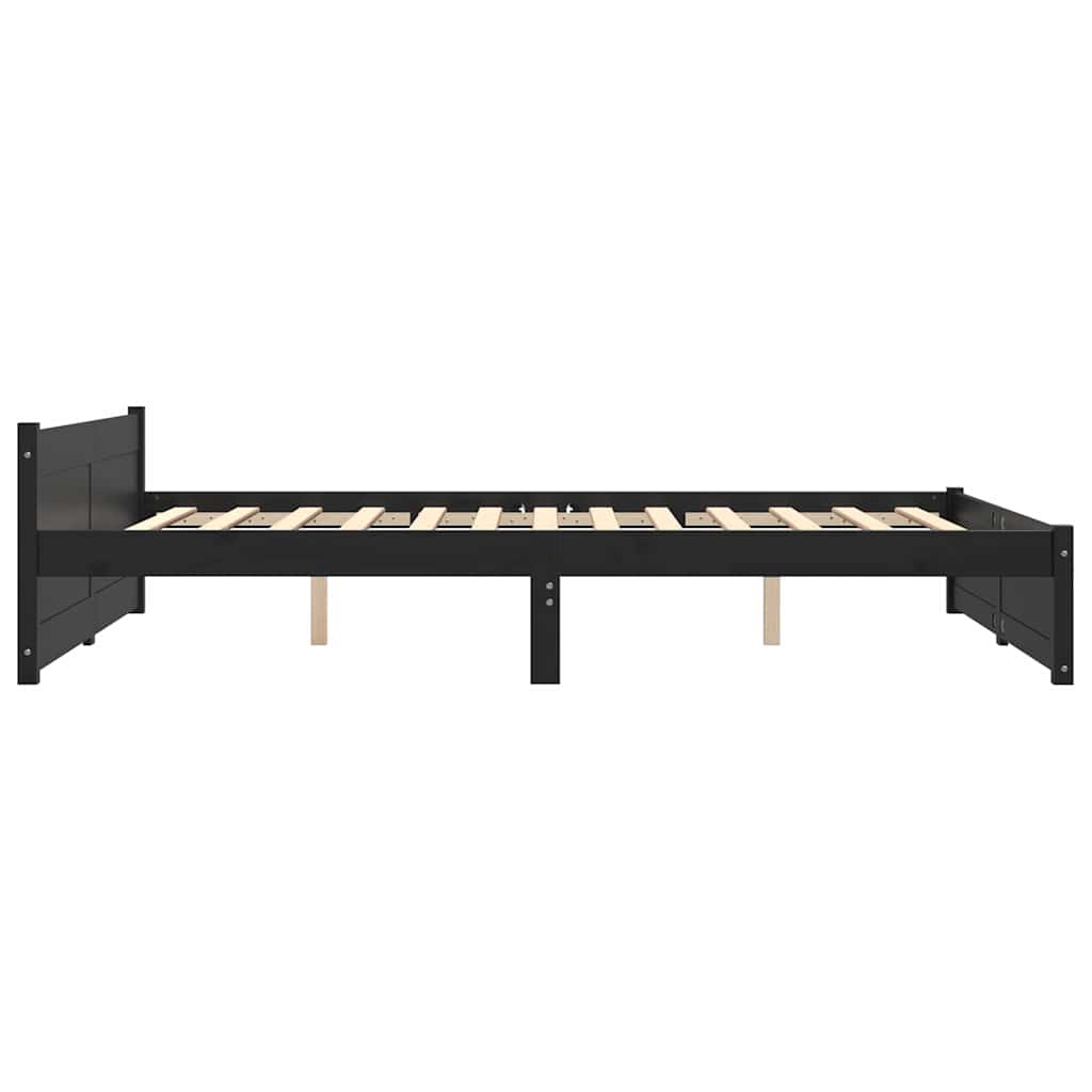 sengeramme 140x190 cm massivt træ sort