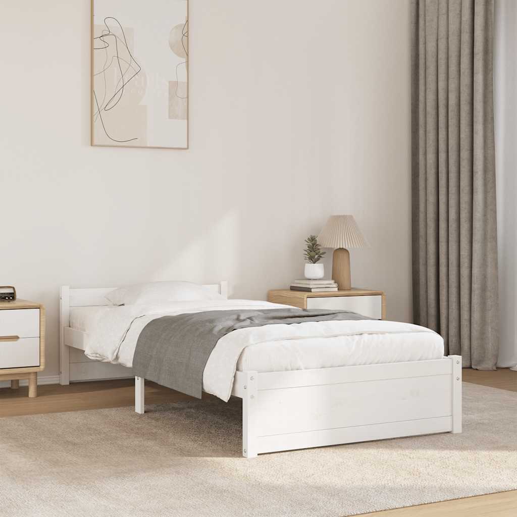 sengeramme 90x200 cm massivt træ hvid