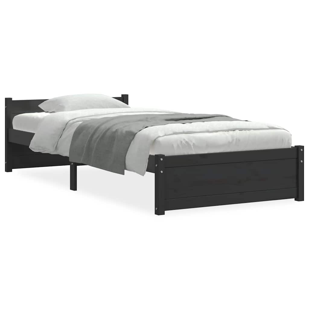 sengeramme 90x200 cm massivt træ sort