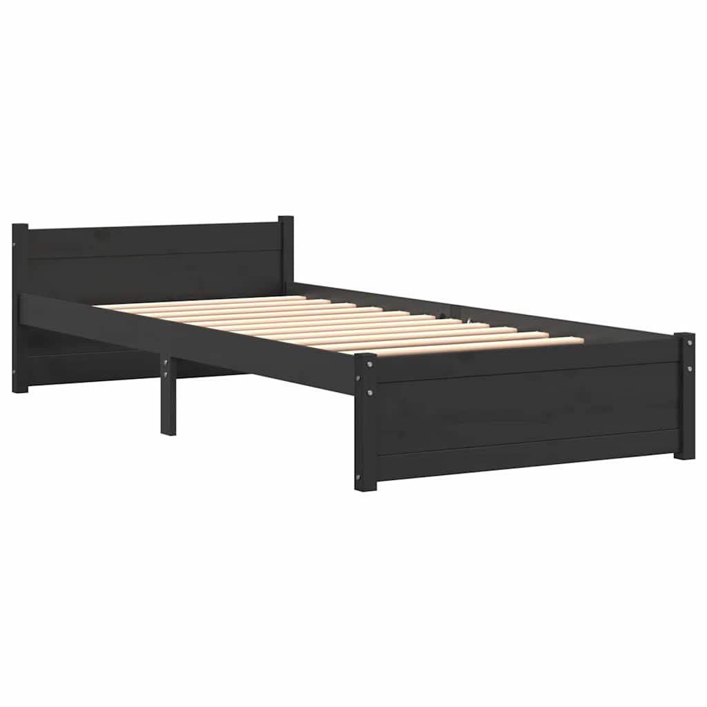 sengeramme 90x200 cm massivt træ sort