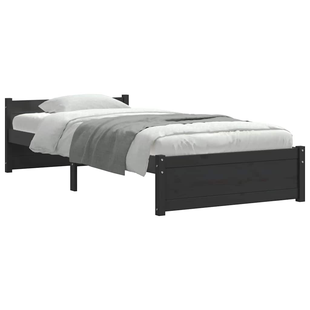 sengeramme 90x200 cm massivt træ sort