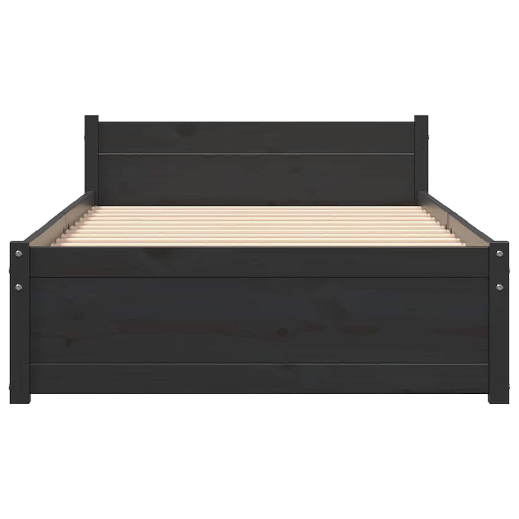 sengeramme 90x200 cm massivt træ sort