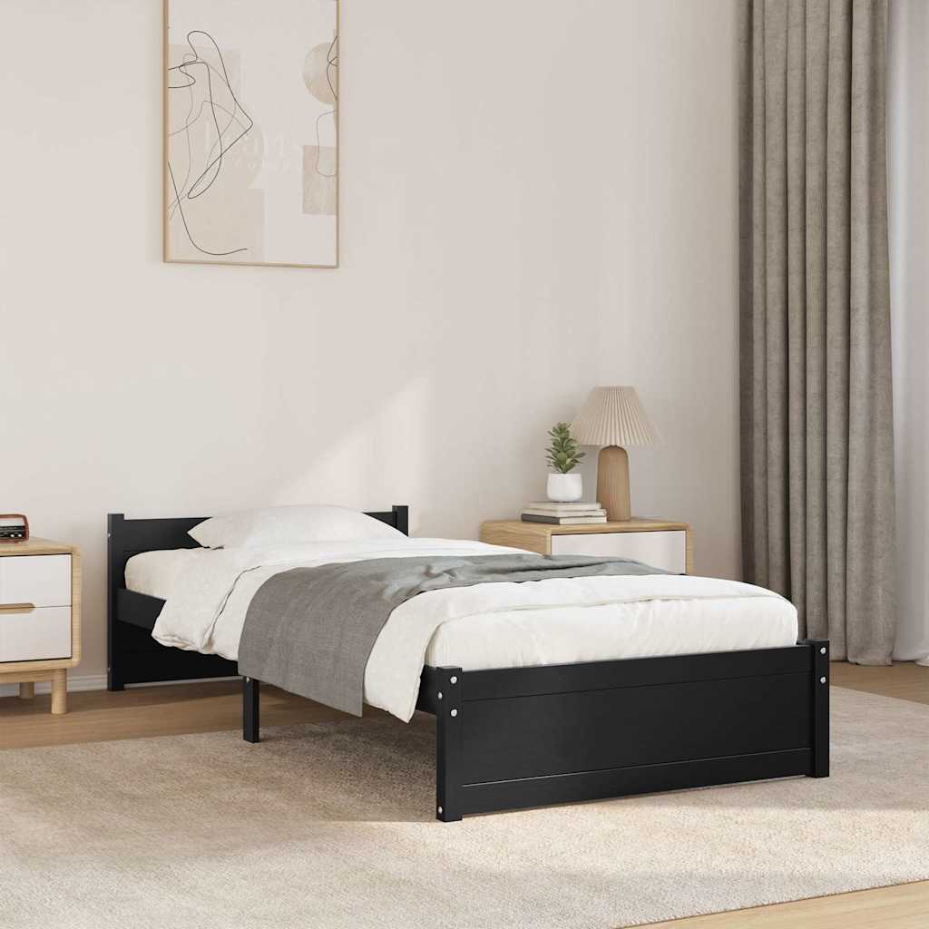 sengeramme 90x200 cm massivt træ sort