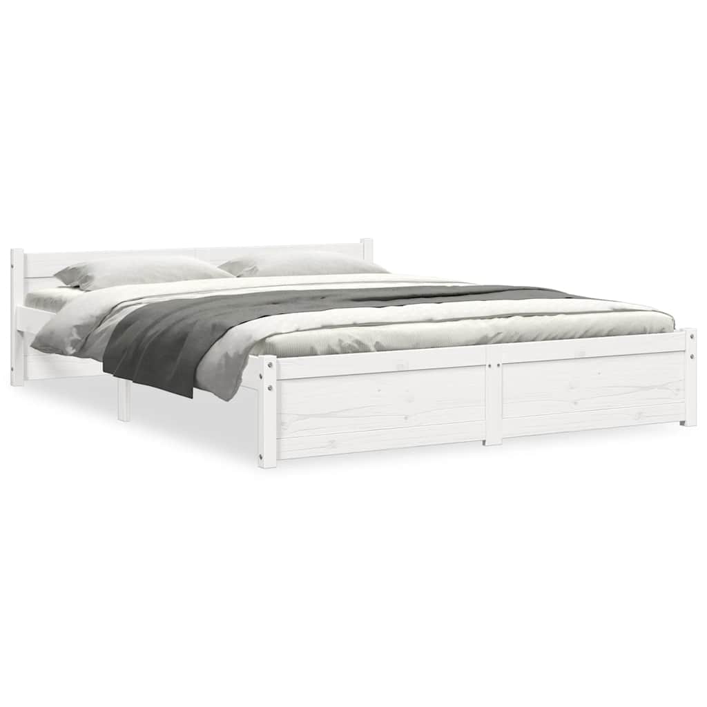 sengeramme 150x200 cm King Size massivt fyrretræ hvid