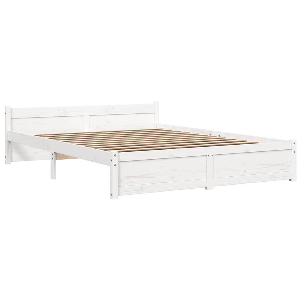 sengeramme 150x200 cm King Size massivt fyrretræ hvid