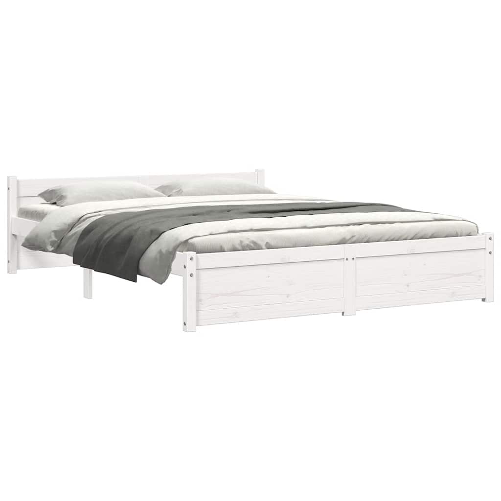sengeramme 150x200 cm King Size massivt fyrretræ hvid