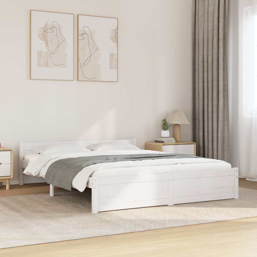 sengeramme 150x200 cm King Size massivt fyrretræ hvid