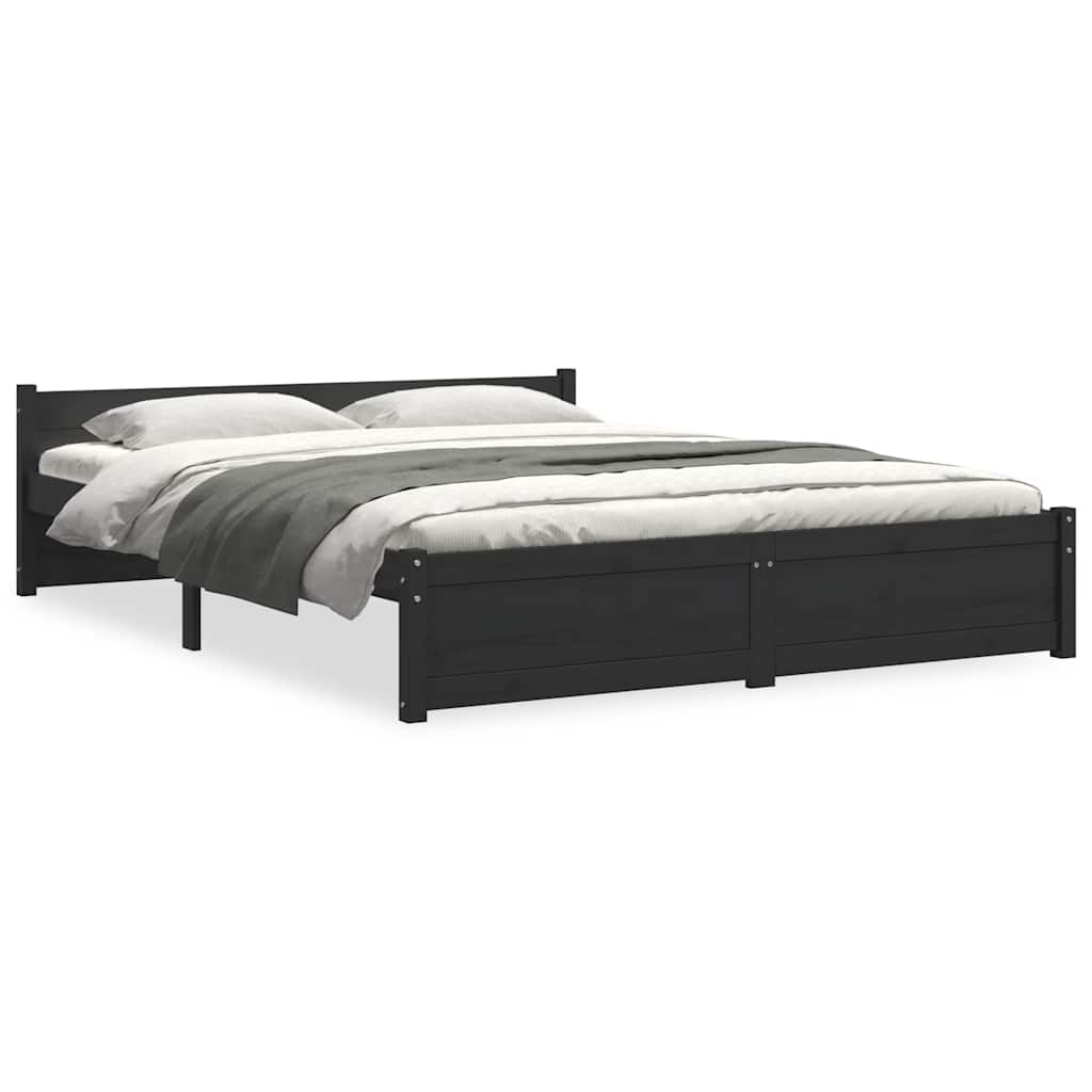 sengeramme 150x200 cm King Size massivt træ sort