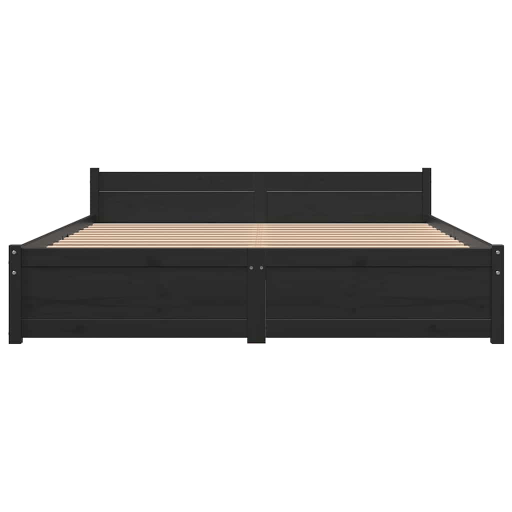 sengeramme 150x200 cm King Size massivt træ sort