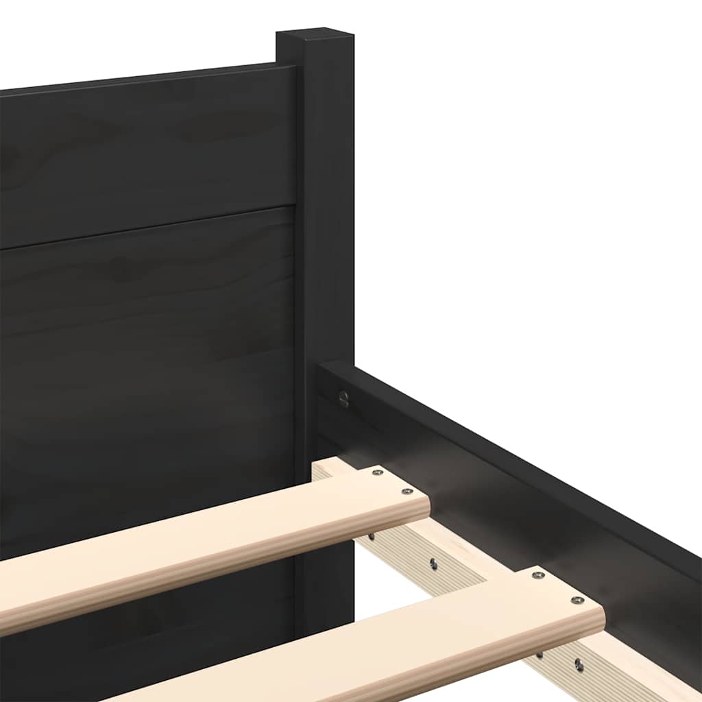 sengeramme 150x200 cm King Size massivt træ sort