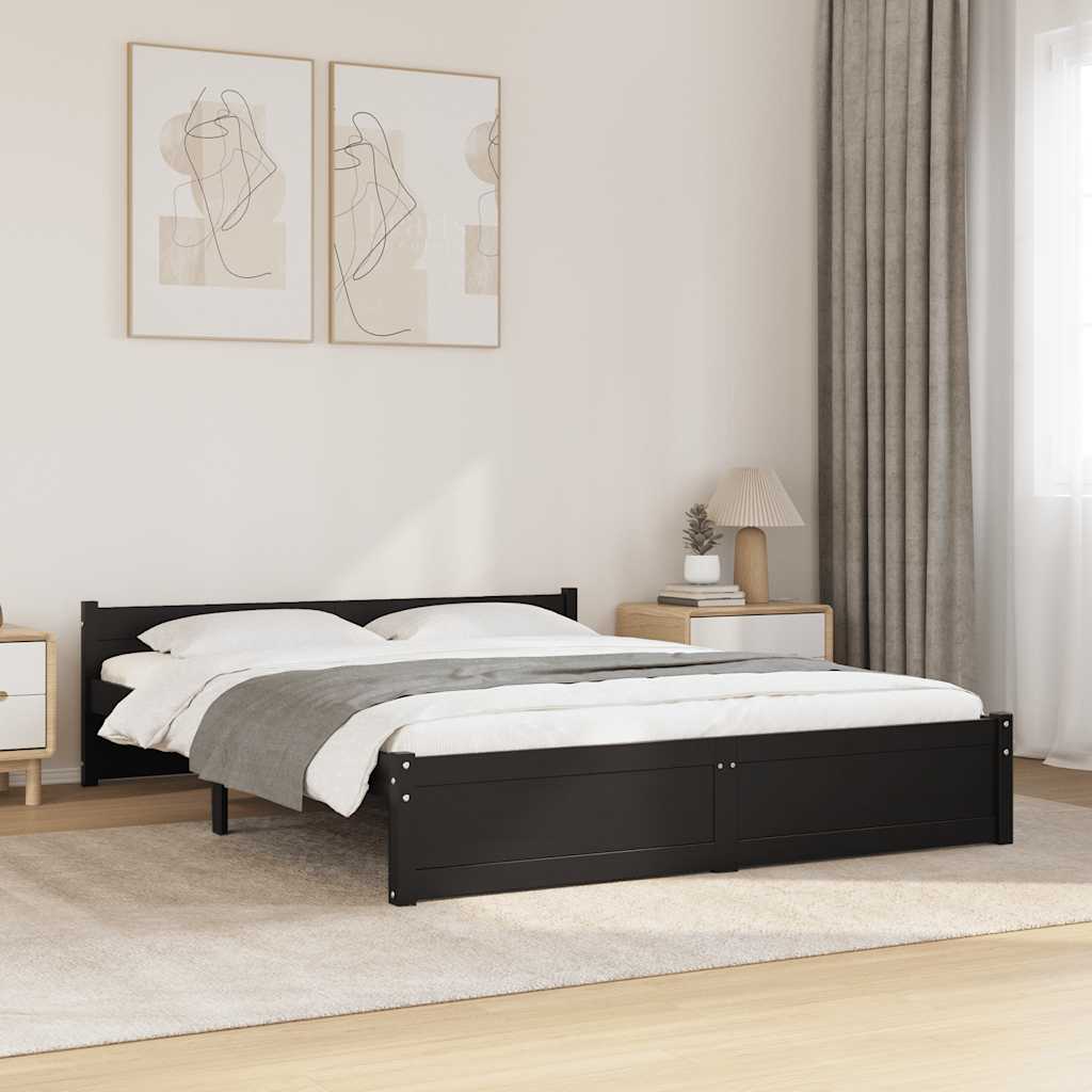 sengeramme 150x200 cm King Size massivt træ sort
