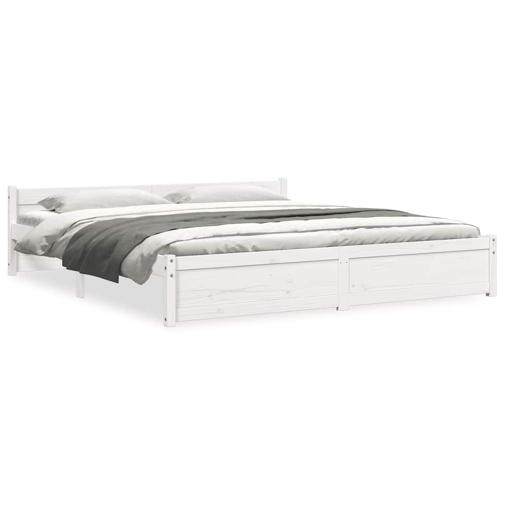 sengestel 180x200 cm Super King massivt fyrretræ hvid